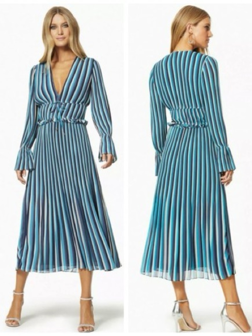 Ramy Brook Hazel Printed Pleated Midi Dress NWT Size 2 MSRP $595